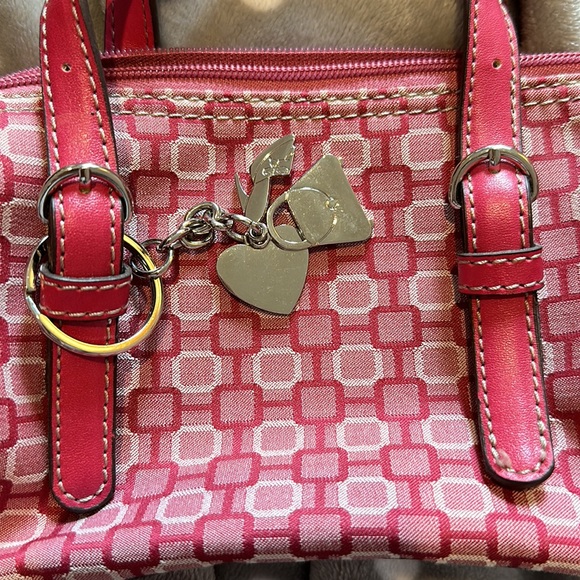 Magenta cylinder Nine West mini purse with purse charm - Picture 9 of 9